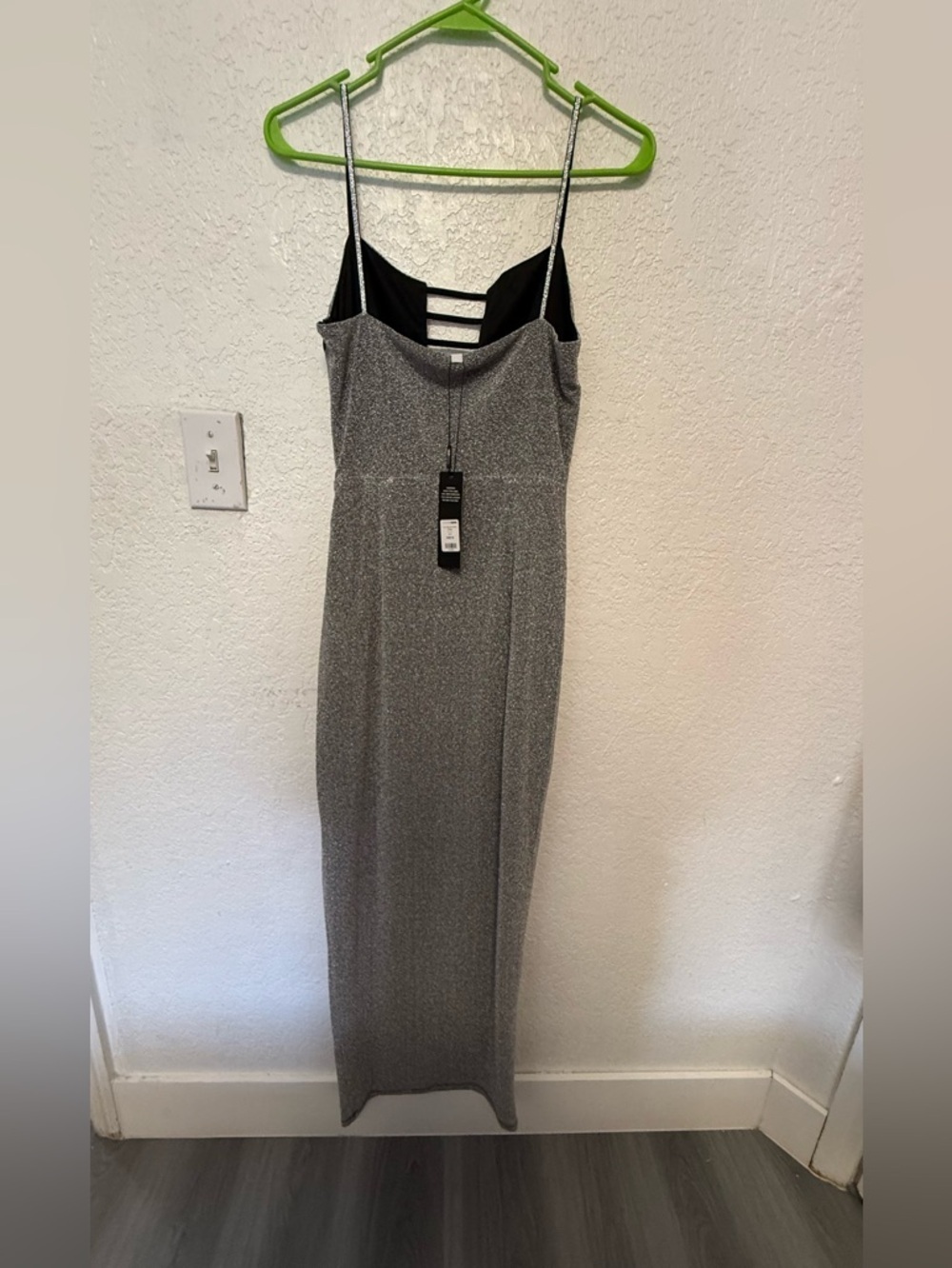 Fashion Nova "The Patricia" Silver Glitter Maxi Dress - NWT - Size M - Picture 6 of 13